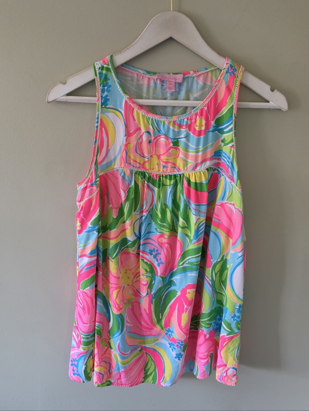 Lilly Pulitzer XS Tropical Neon Multicolor Summer So A Peeling Babydoll Top - Picture 6 of 14